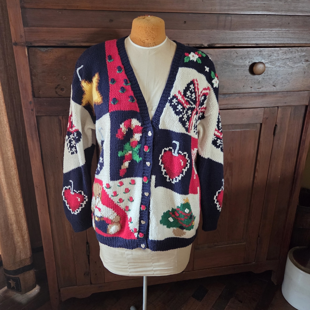 Colorful Patchwork Cardigan Sweater